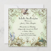 ベビーガール誕生発表 – 妖精の国プリンセス 案内状 (裏面)