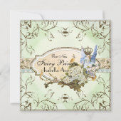 ベビーガール誕生発表 – 妖精の国プリンセス 案内状 (正面)