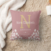 ベビーガール誕生統計フラワーズモノグラム子供部屋 クッション (ブランケット)