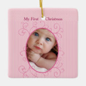 ベビーガール誕生統計1stクリスマス セラミックオーナメント (正面)