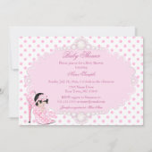 ベビーガール赤ちゃんシャワーピンク白水玉模様C 招待状 (裏面)
