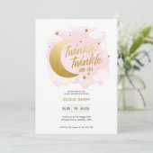 ベビーガール赤ちゃんシャワー招待状とピンクスターズ 招待状 (スタンド正面)