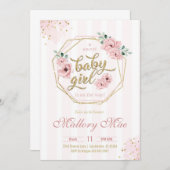ベビーガール赤ちゃんシャワー招待状 招待状 (正面/裏面)