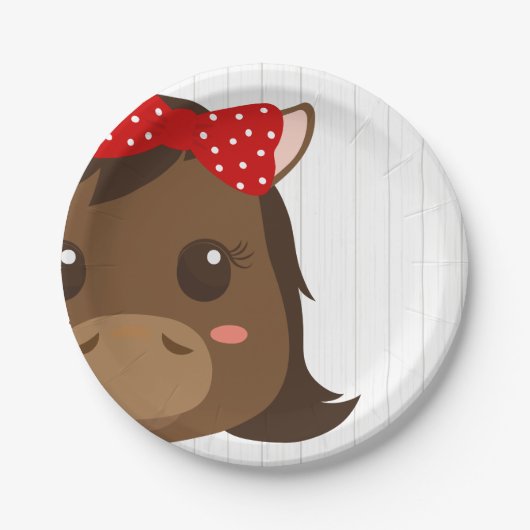 ベビーガール赤馬ベビーシャワー ペーパープレート (正面)