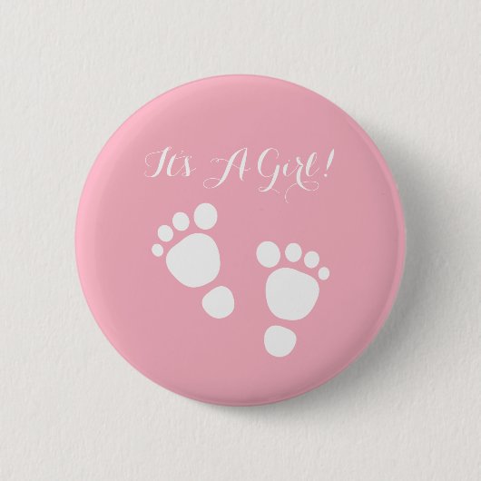 ベビーガール足ホワイトイラストレーション女の子だ 缶バッジ (正面)