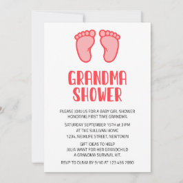 ベビーガール足初めておばあちゃん赤ちゃんシャワー 招待状