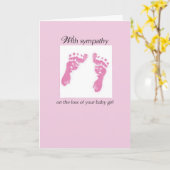 ベビーガール足跡の流産悔やみや弔慰 カード (黄色い花)
