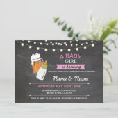 ベビーガール醸造シャワービーズピンクチョーク招待状 招待状 (スタンド正面)