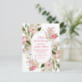 ベビーガール醸造植物茶パーティー赤ちゃんシャワー 招待状 (スタンド正面)