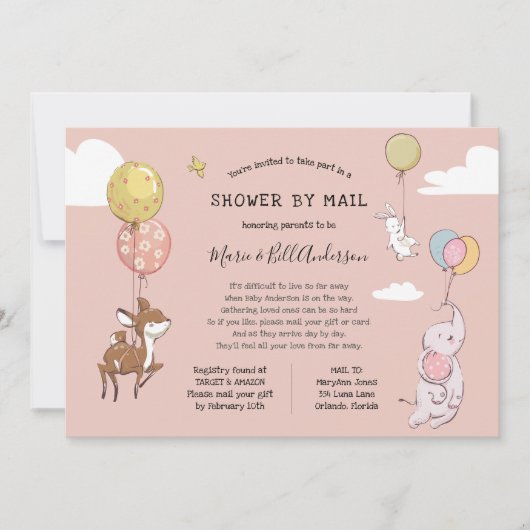 ベビーガール長距離シャワーbyメール 招待状 (正面)