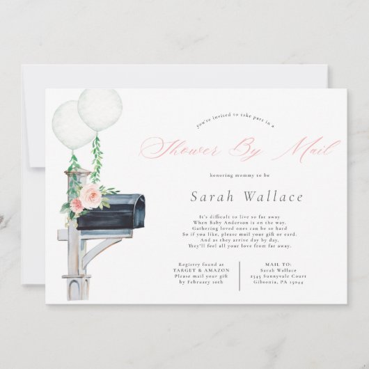 ベビーガール長距離ベビーシャワーbyメール 招待状 (正面)