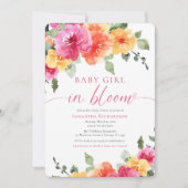 ベビーガール開花カラフル春夏フローラ 招待状 (正面)
