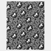 ベビーガール黒白ユニコーンパターン フリースブランケット (正面)