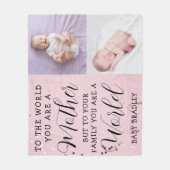 ベビーガール1年生フォトコラージュ記念ピンク フリースブランケット (正面)