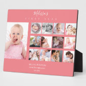 ベビーガール1年生フォトコラージュ12ヶ月ピンク フォトプラーク (側面)