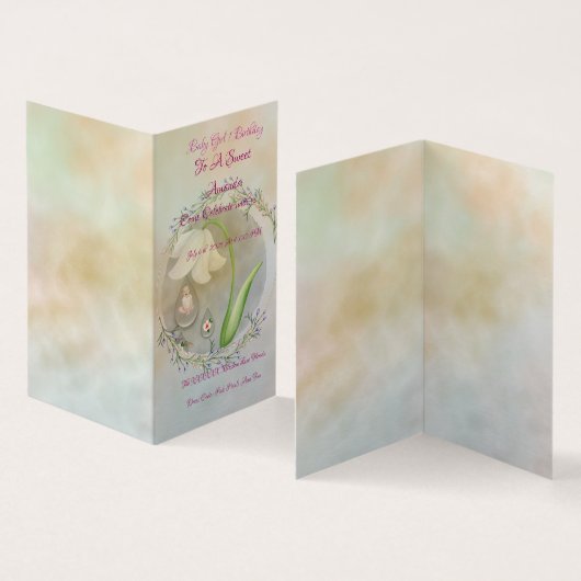 ベビーガール1srバースデーフラットカード (内部&外部)