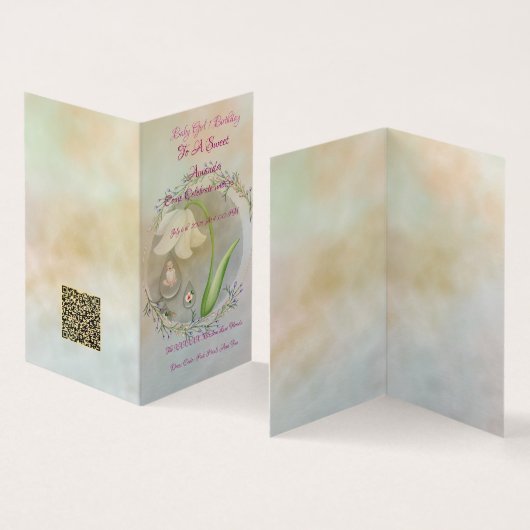 ベビーガール1srバースデーフラットカード (内部&外部)