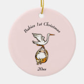 ベビーガール1stクリスマスと年セラミックオーナメント セラミックオーナメント (正面)