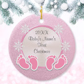 ベビーガール1stクリスマスオーナメントあなたの写真2文字 セラミックオーナメント