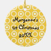 ベビーガール1stクリスマスカスタムオーナメント セラミックオーナメント (裏面)