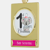 ベビーガール1stクリスマスシーズンのコアラ記念 ゴールドプレートバナーオーナメント (左)
