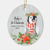 ベビーガール1stクリスマスパーソナライズされたかわいいペンギン セラミックオーナメント (左)