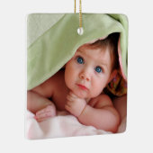ベビーガール1stクリスマス誕生統計フォトピンク セラミックオーナメント (右)