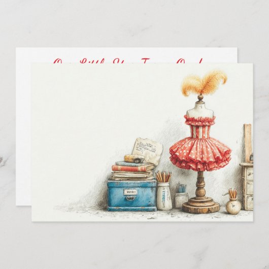 ベビーガール1stバースデーキャンフランスのカン 招待状 (正面/裏面)