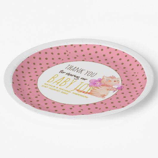 ベビーガール1stバースデーシャワープリンセスキャッツ感謝してい ペーパープレート (アングル)