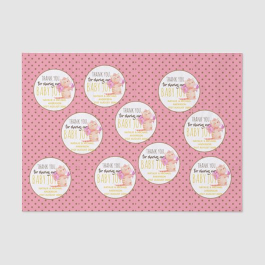 ベビーガール1stバースデーシャワープリンセスキャッツ感謝してい 薄葉紙 (正面)