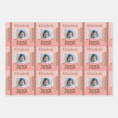 ベビーガール1stバースデーピンクスクラップブック作り ラッピングペーパーシート (正面)