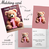 ベビーガール1stバースデーピンクテディベアーキープサケ セラミックオーナメント