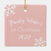 ベビーガール1stパーソナライズされたクリスマスオーナメント セラミックオーナメント (裏面)