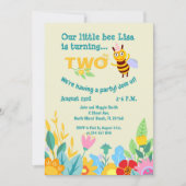 ベビーガール2nd誕生日リトルビーパーティー 招待状 (正面)