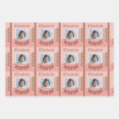 ベビーガール3rdバースデーピンクスクラップブック作り ラッピングペーパーシート (正面)