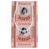 ベビーガール3rd誕生日ピンクスクラップブック スモールペーパーバッグ (正面)