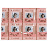 ベビーガール3rd誕生日ピンクスクラップブック ラージペーパーバッグ (裏面)