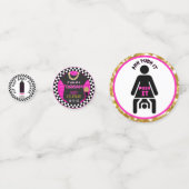 ベビーガール90のレトロホットピンクヒップホップベビーシャワー コンフェッティ (正面)