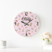 ベビーガール ぬいぐむ ヴィンテージおもちゃ ピンク 10.75インチ ラージ壁時計 (ホーム)