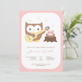 ベビーガール オウル ギター ベビーシャワー 招待状 (スタンド正面)