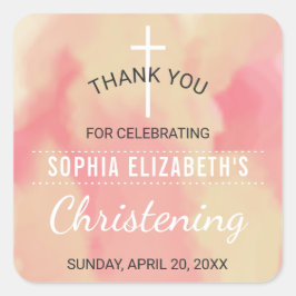 ベビーガール《キリスト教》洗礼式や命名式サンキュー スクエアシール