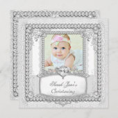 ベビーガール《キリスト教》洗礼式や命名式バプティスパールレース 案内状 (正面/裏面)