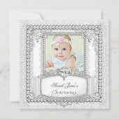 ベビーガール《キリスト教》洗礼式や命名式バプティスパールレース 案内状 (正面)