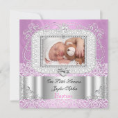 ベビーガール《キリスト教》洗礼式や命名式バプティスピンクパープル 招待状 (正面)