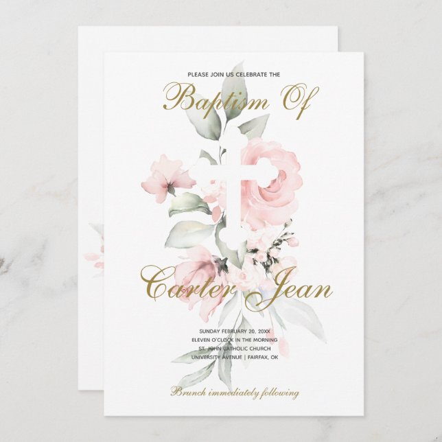 ベビーガール《キリスト教》洗礼式や命名式バプテスマ発表 (正面/裏面)