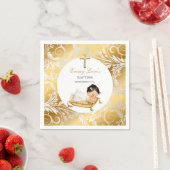 ベビーガール《キリスト教》洗礼式や命名式バプテスマ金ゴールドシルバー スタンダードカクテルナプキン (インサイチュ)