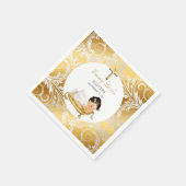 ベビーガール《キリスト教》洗礼式や命名式バプテスマ金ゴールドシルバー スタンダードカクテルナプキン (角)