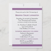 ベビーガール《キリスト教》洗礼式や命名式パープルダマスクメタリック 招待状 (裏面)