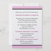 ベビーガール《キリスト教》洗礼式や命名式パープルピンクダマスクメタリック 招待状 (裏面)