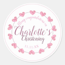 ベビーガール《キリスト教》洗礼式や命名式ピンク&ホワイトハートギフト